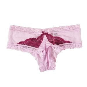 VICTORIA'S SECRET Cheeky Open Back Panty Size M Nwt Pink Magenta Lace Sexy